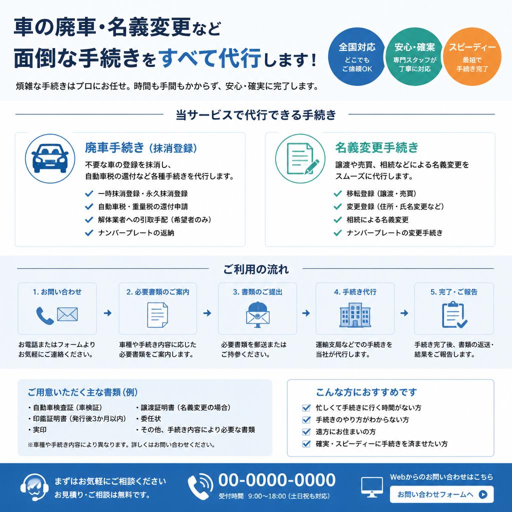 煩雑な手続きもすべてお任せ！