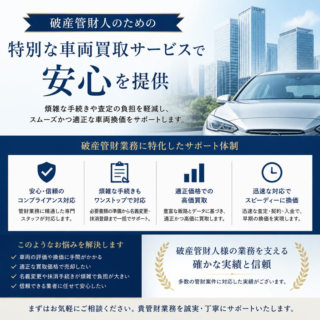破産管財人のための特別な車両買取サービスで安心を提供