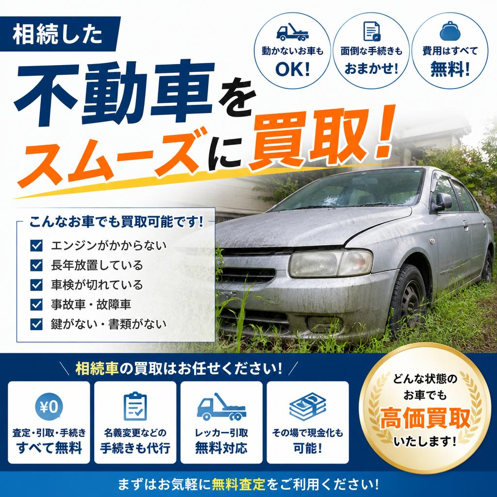 相続した不動車をスムーズに買取！