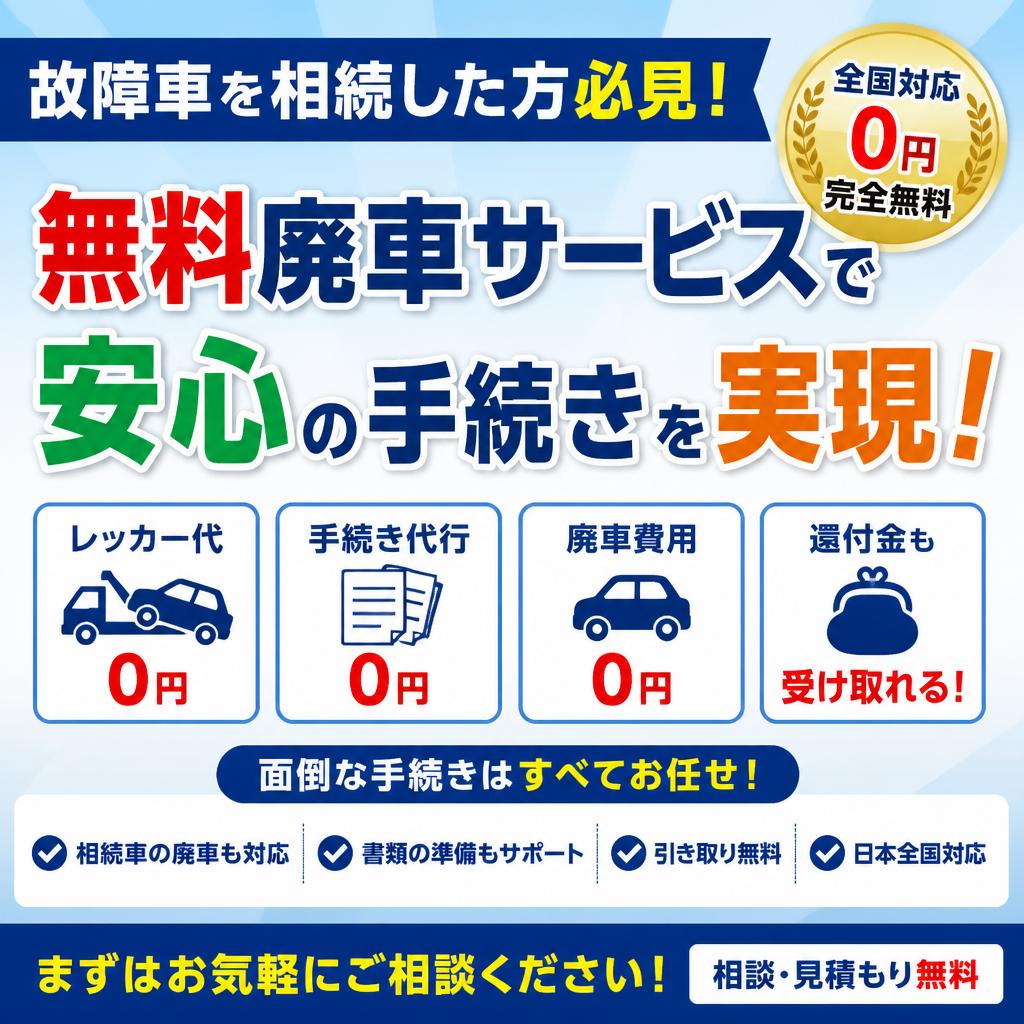 故障車を相続した方必見！無料廃車サービスで安心の手続きを実現！