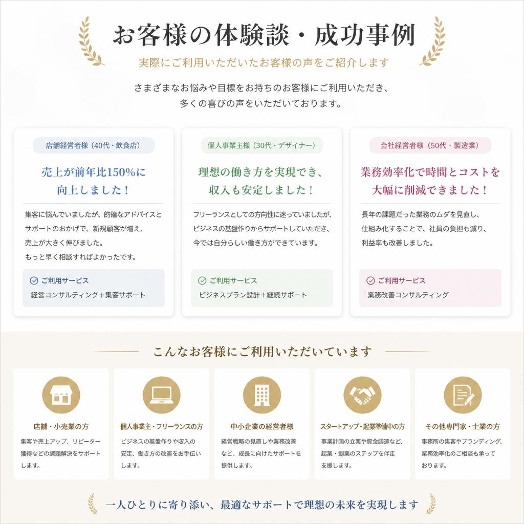 お客様の声と実績